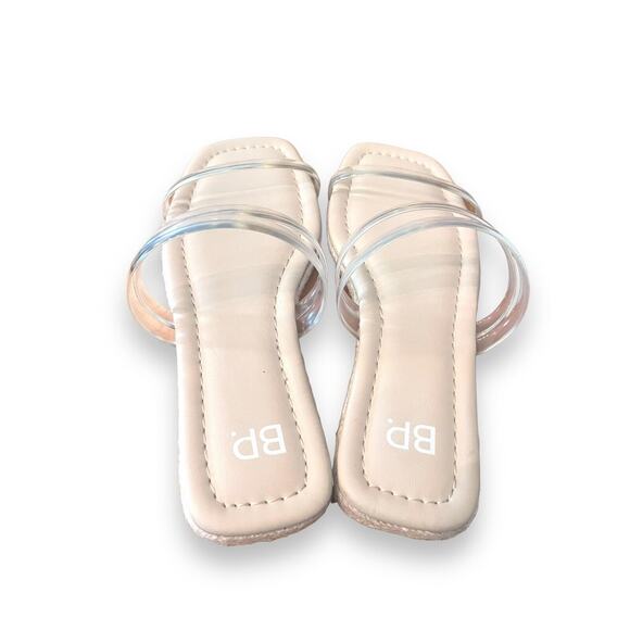 BP Womens Shoes Sandals Slide Viola Flat Clear Strap Square Toe Casual Nude 5M - Picture 2 of 6